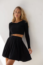 Knitted Cropped Top with Long Sleeves