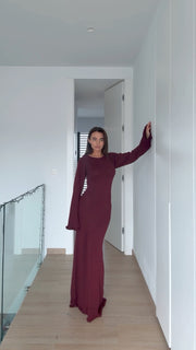 Elegant Knitted Maxi Dress with open Back