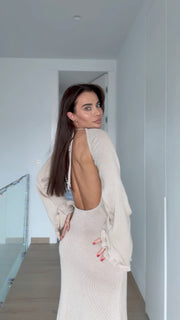 Elegant Knitted Maxi Dress with open Back