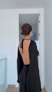 Elegant Knitted Maxi Dress with open Back
