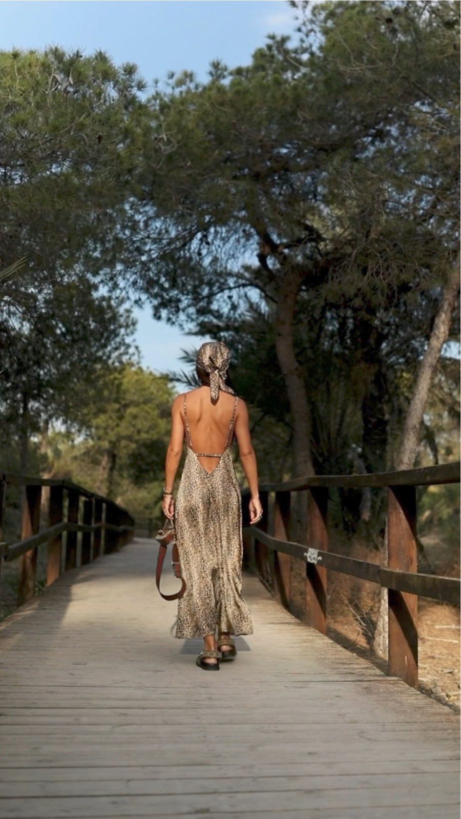 Leopard Print Maxi Summer Dress with Open Back