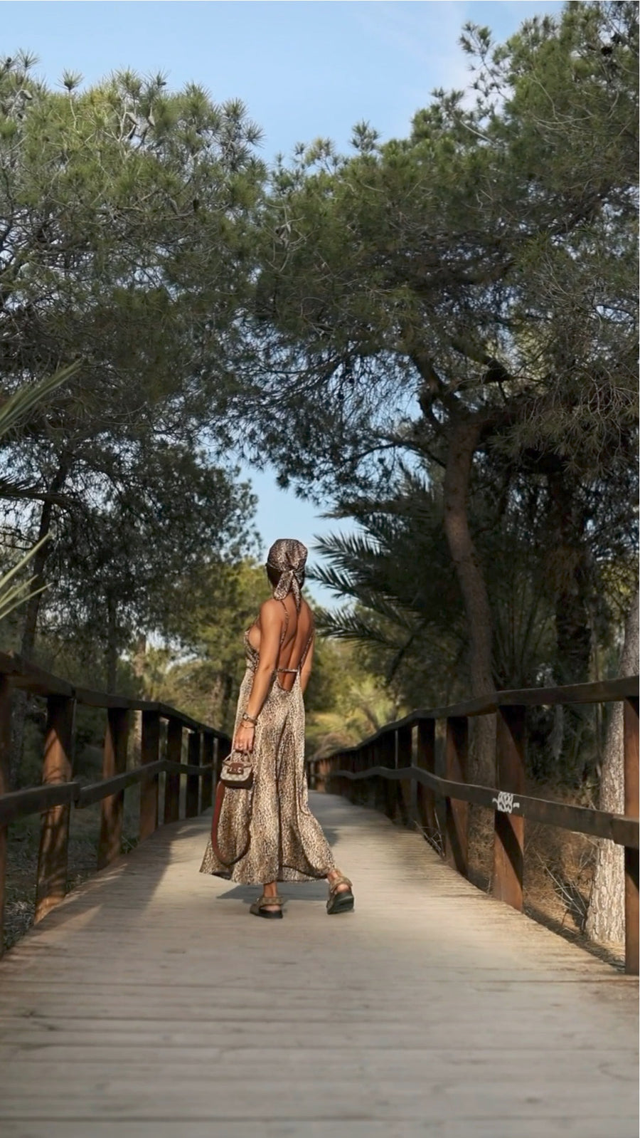 Leopard Print Maxi Summer Dress with Open Back