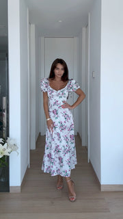 Floral MIDI Dress with Slit
