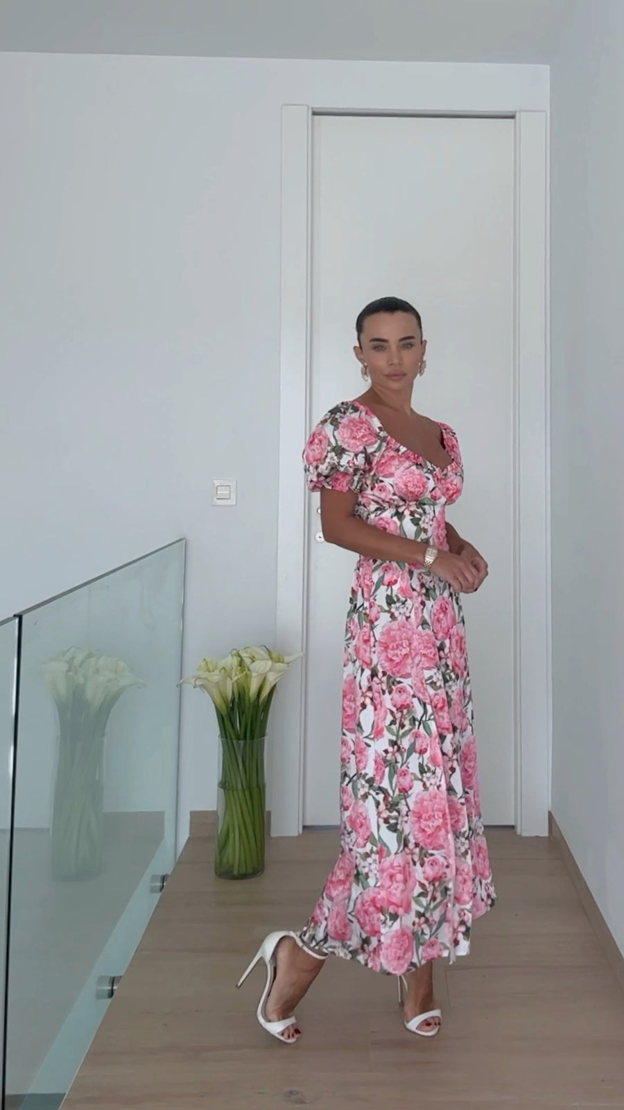 Floral MIDI Dress with Slit