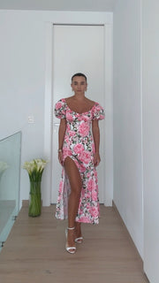 Floral MIDI Dress with Slit