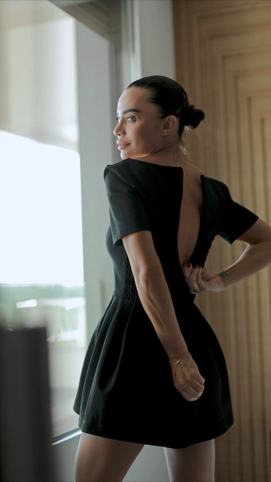 Jersey Mini Dress-Jumpsuit with Shorts under Skirt