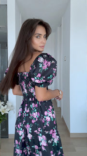 Floral MIDI Dress with Slit