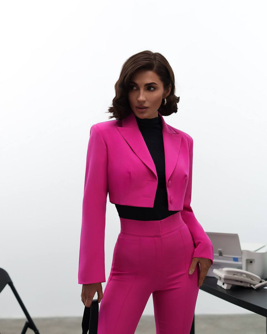 Cropped Blazer Suit with Trousers
