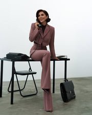 Cropped Blazer Suit with Trousers
