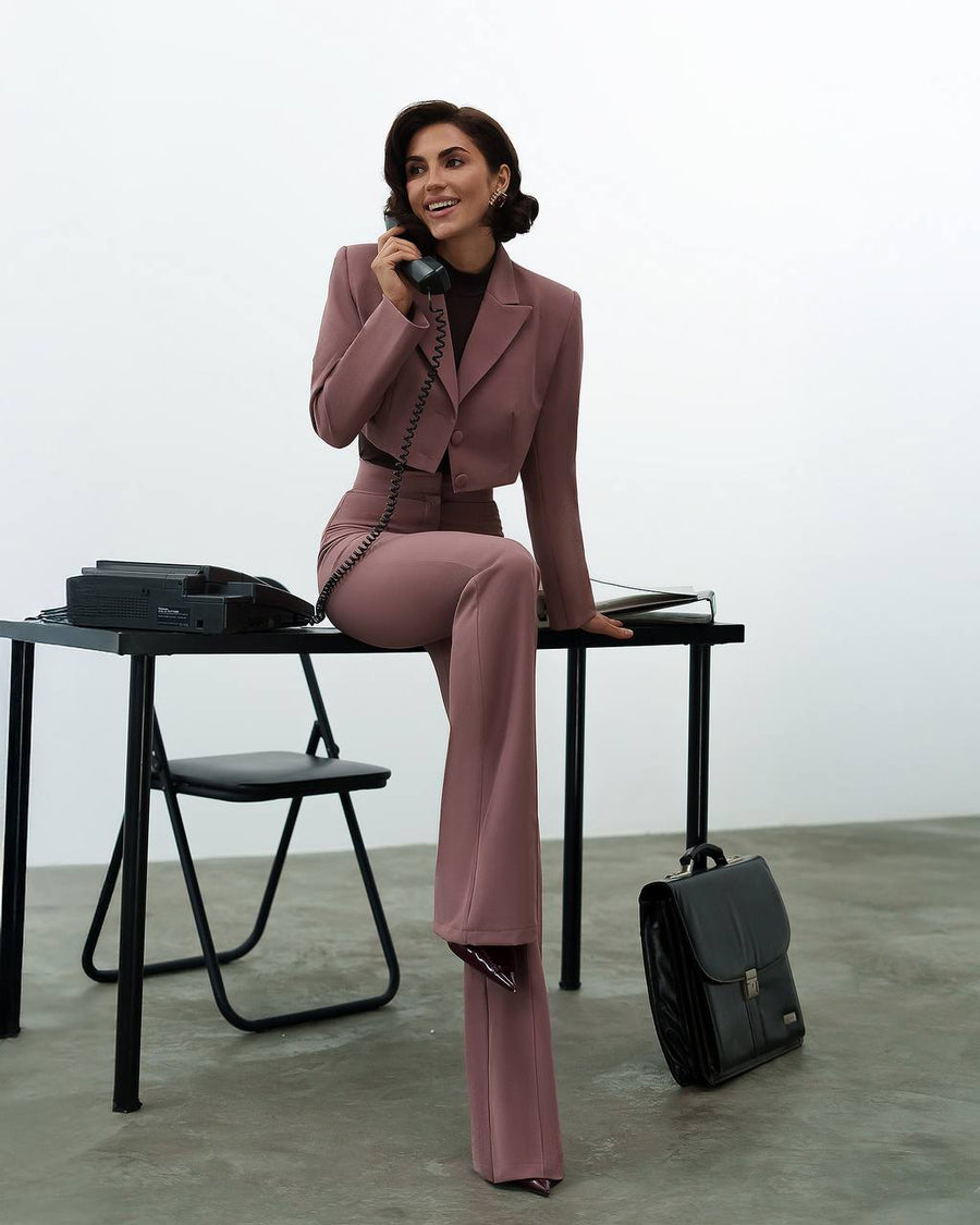 Cropped Blazer Suit with Trousers