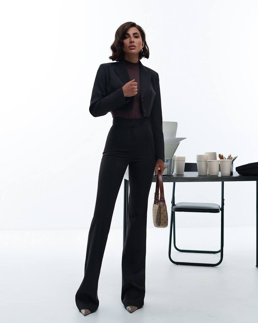 Cropped Blazer Suit with Trousers