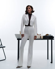 Cropped Blazer Suit with Trousers