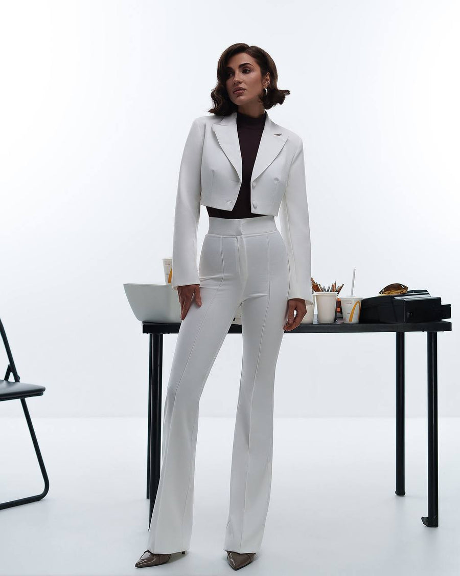 Cropped Blazer Suit with Trousers