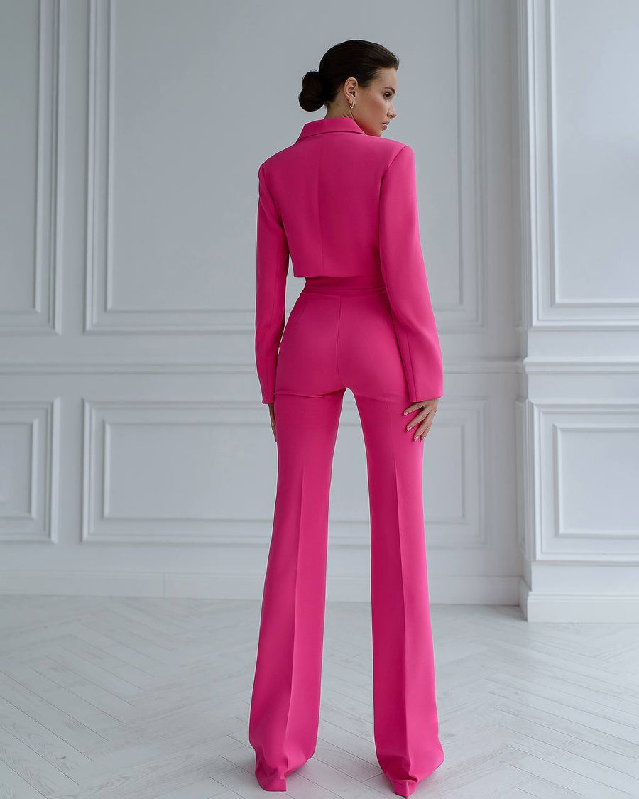 Cropped Blazer Suit with Trousers