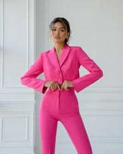 Cropped Blazer Suit with Trousers