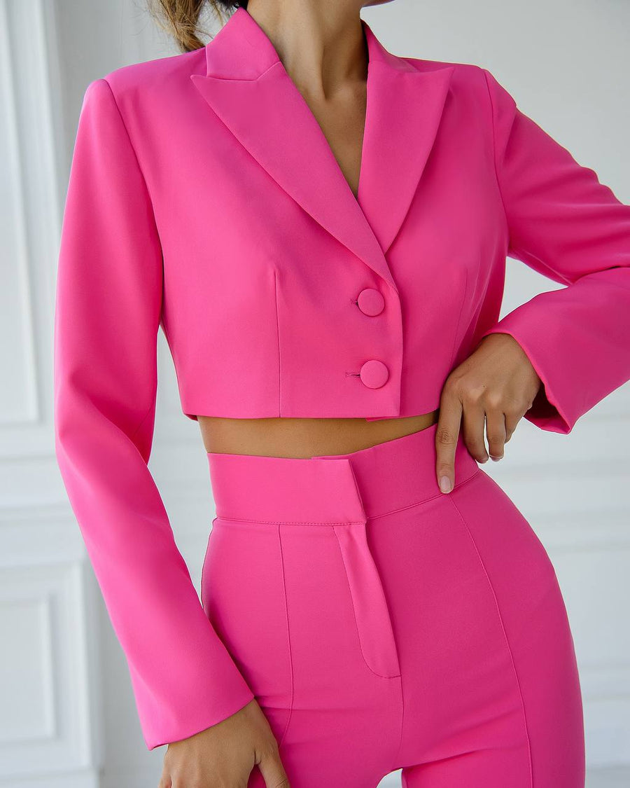 Cropped Blazer Suit with Trousers
