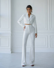 Cropped Blazer Suit with Trousers