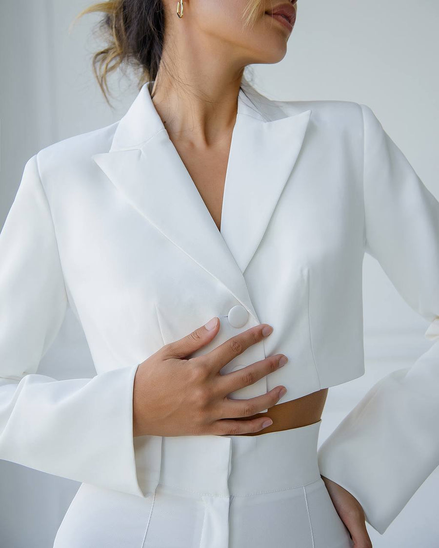 Cropped Blazer Suit with Trousers
