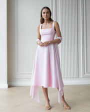 Sleeveless Elegante Midi Dress with Square Neck