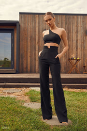 Schwarze Hose mit hoher Taille