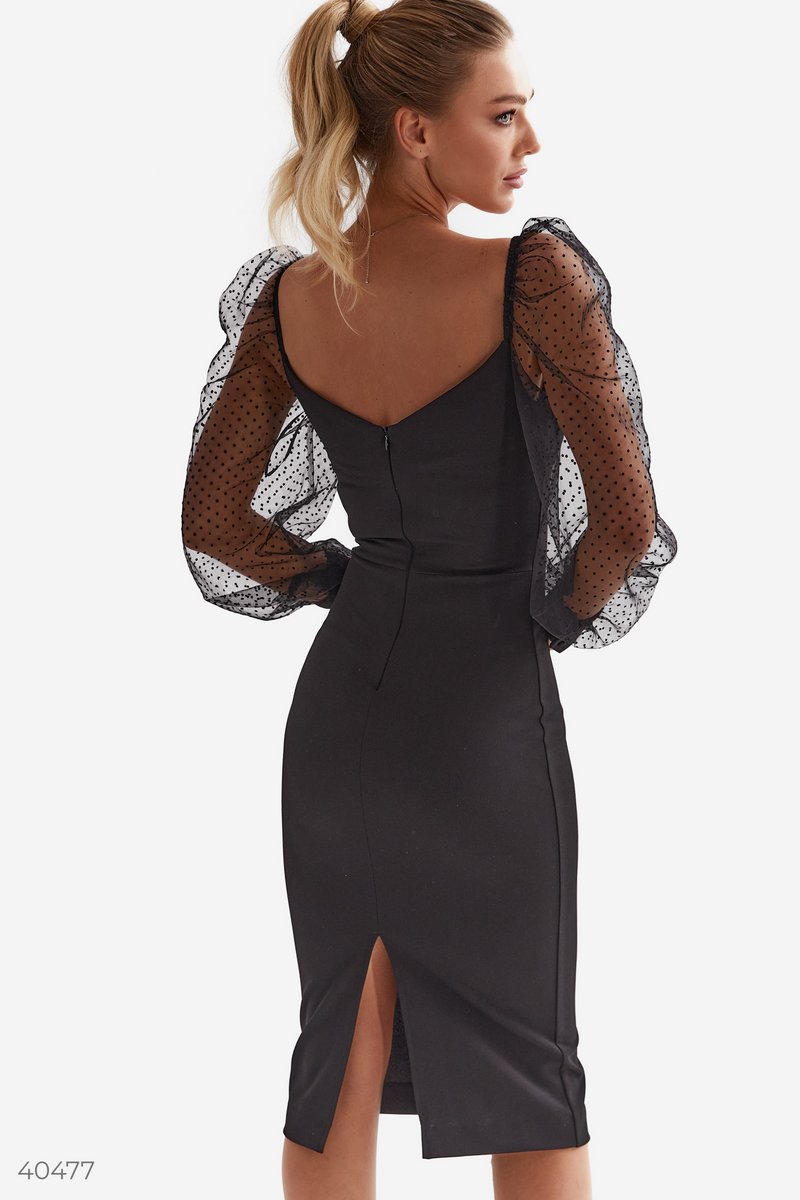 Black Dress With Mesh Sleeves