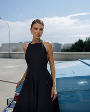 Elegant Halterneck Midi Dress