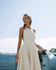 Elegant Halterneck Midi Dress