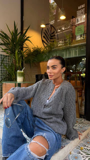 Relaxed Fit Cable-Knit Sweater