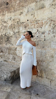Open Shoulder Knitted Maxi Dress