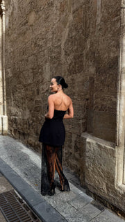 Black Three pieces Dress with Shorts and Lace Skirt