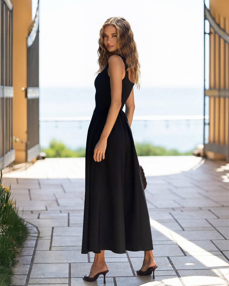 Elegant Square Neck Midi Dress