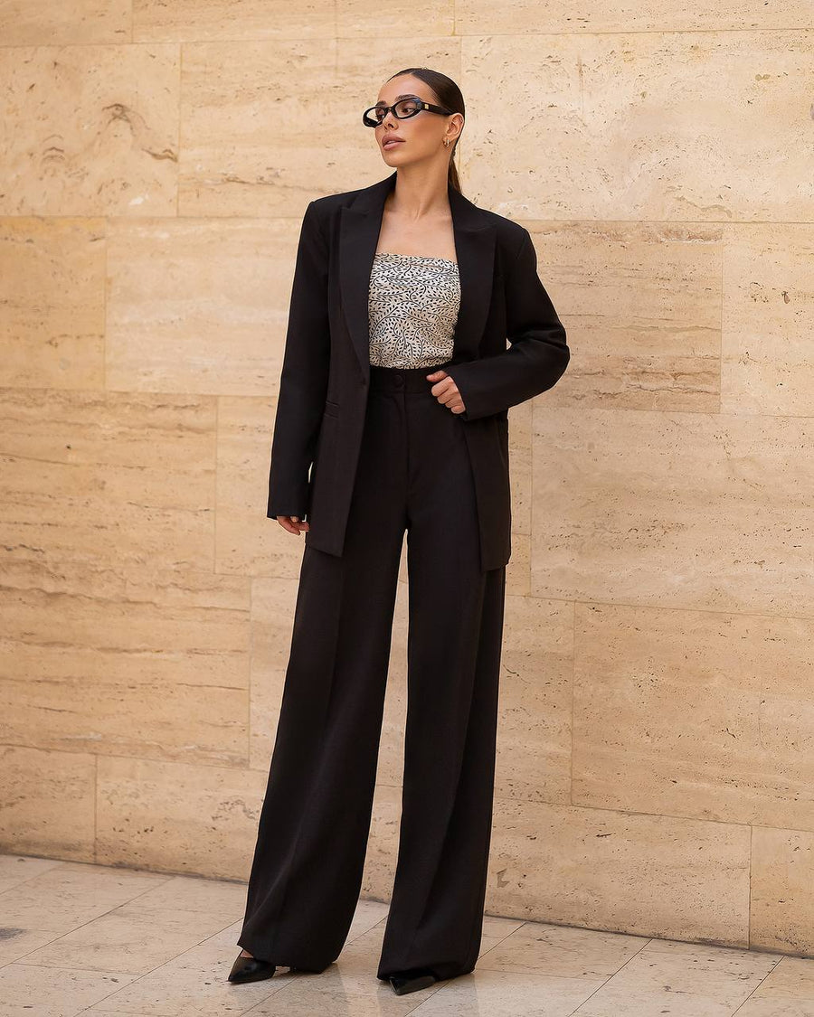 Suit Set with Jacket and  Wide Pants