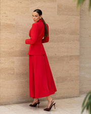 Elegante Suit Set with Fitted Jacket and Midi Skirt