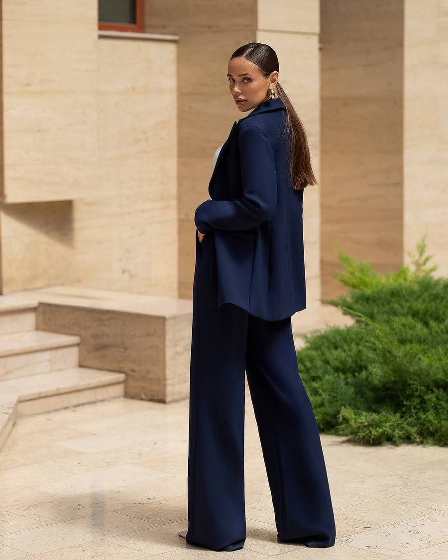 Navy Blue Relaxed Suit Set