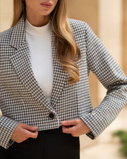 Cropped Houndstooth Blazer