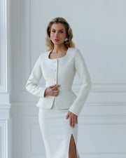 Tweed Suit Set with Midi Skirt