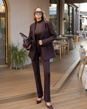 Chocolate Color Suit with one pocket Jacket and Pants with Slit