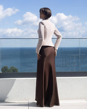 Tweed Stand Up Collar Blazer with One Button