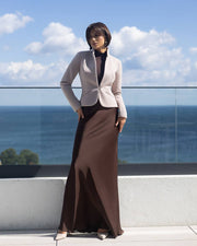 Tweed Stand Up Collar Blazer with One Button