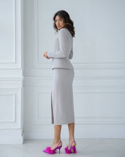 Tweed Suit Set with Midi Skirt