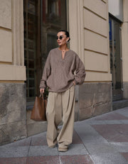 Relaxed Fit Cable-Knit Sweater