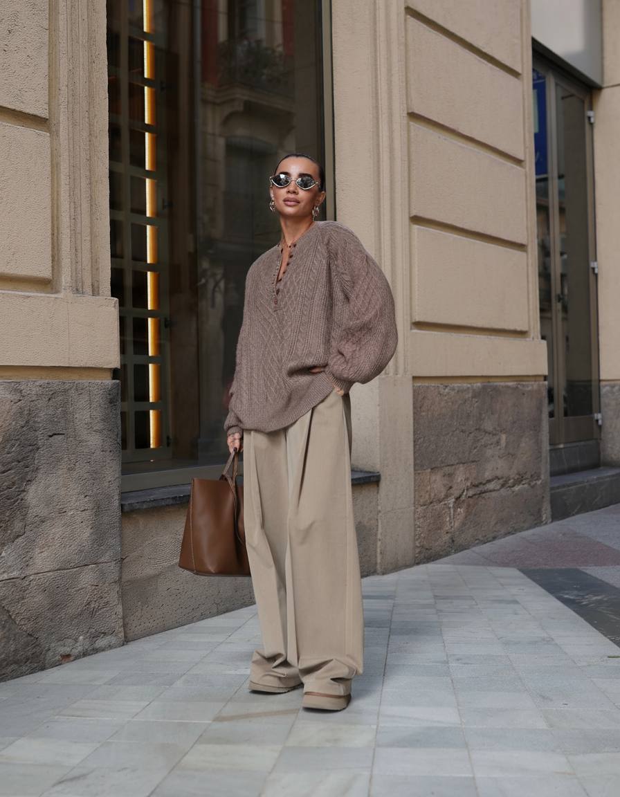 Relaxed Fit Cable-Knit Sweater