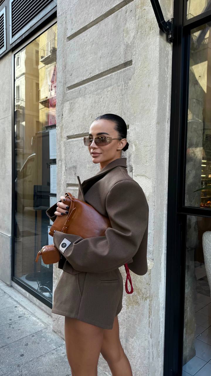 Suit Set with Shorts and Cropped Blazer