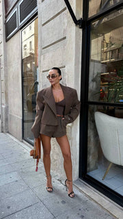 Suit Set with Shorts and Cropped Blazer