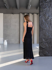 Cotton Knit Halter Maxi Dress