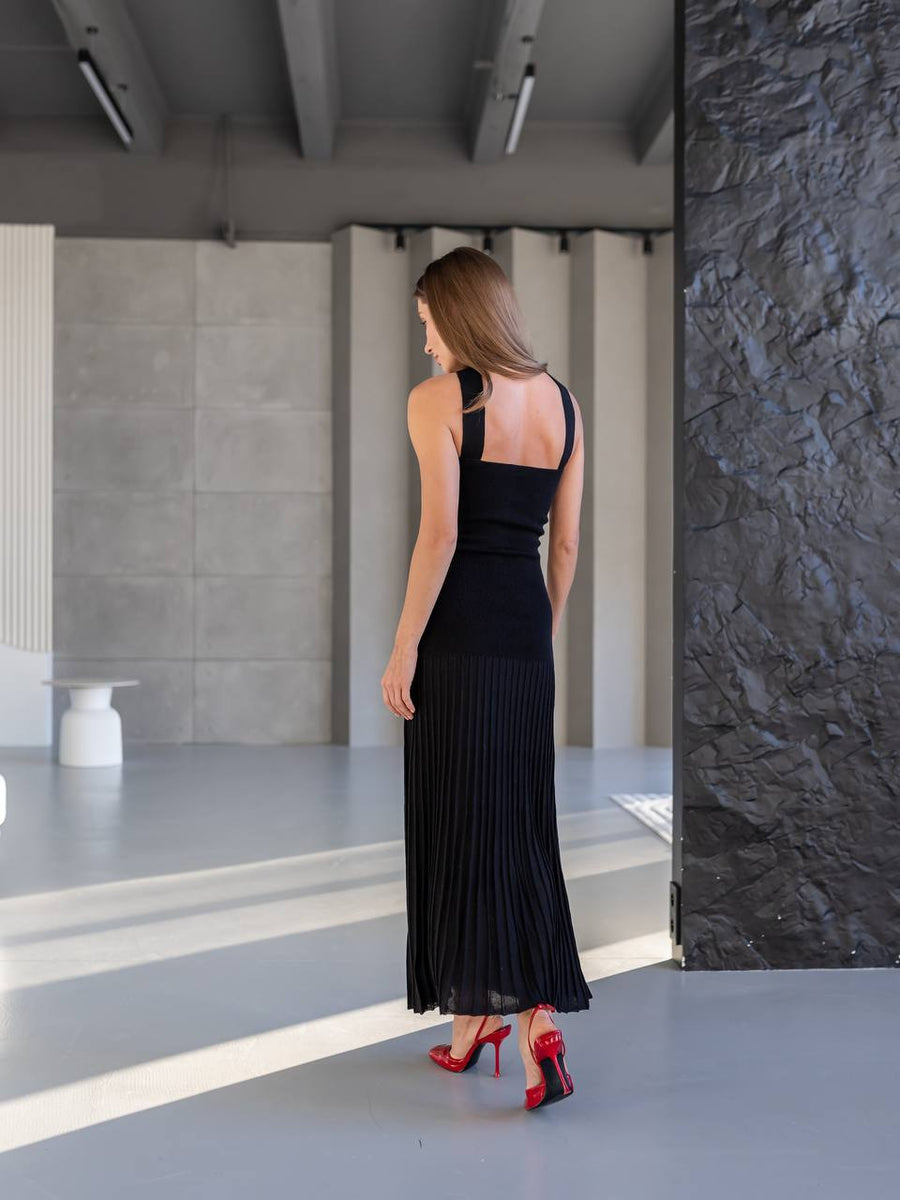 Cotton Knit Halter Maxi Dress