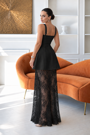 Three pieces Black Dress with Shorts and Lace Skirt