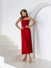 Cotton Knit Halter Maxi Dress