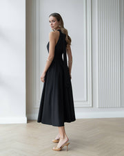 Halter Neck Dress with Open Back and Flowy Skirt