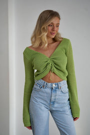 Knitted top with long sleeves